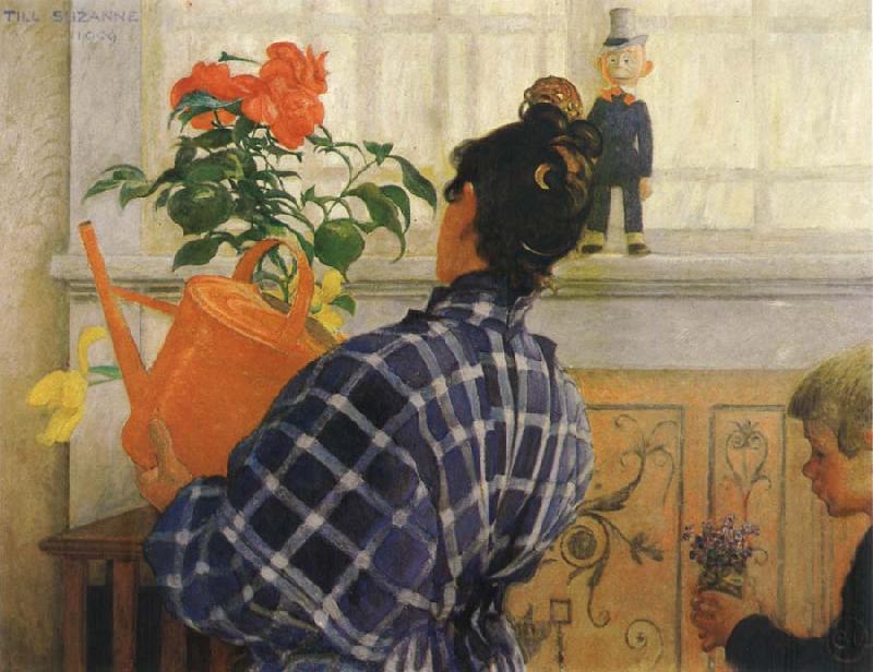 Carl Larsson The Artist-s Wife and Children oil painting image